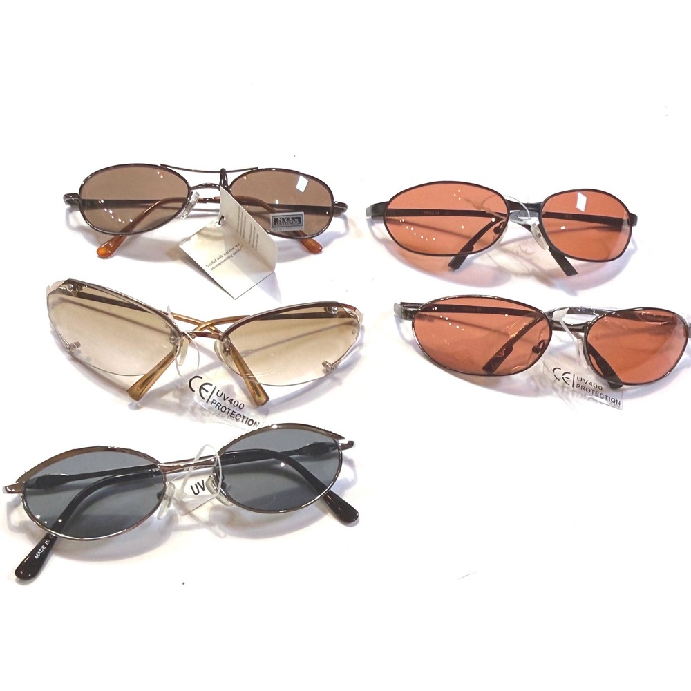 Vintage Y2K Sunglasses Lot 5 Pairs NYS Collection UV400 Aviator Oval Shield NEW